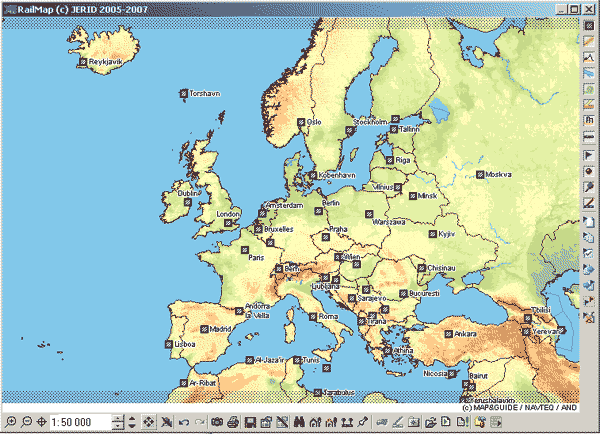 Карта залізниць Європи - RailMap