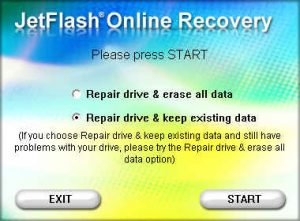 Із завданням форматування не тільки MicroSD, але і флеш-накопичувача впорається утиліта   JetFlash Online Recovery